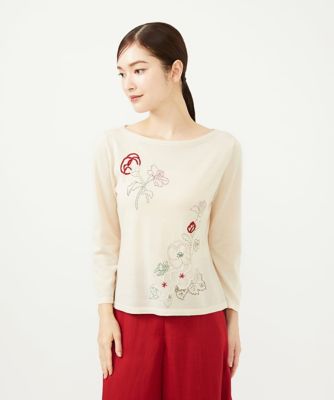 ☆新品☆ Ｍ.＆KYOKO コットン混フラワー刺繍風柄 ブルオーバー ステッチフラワー刺繍プルオーバー | Sybilla (Women)/シビラ