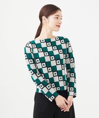 【ＴＩＬＥ】タイルモチーフボートネックプルオーバー