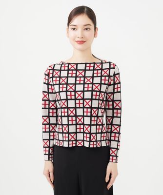 【ＴＩＬＥ】タイルモチーフボートネックプルオーバー