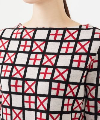 【ＴＩＬＥ】タイルモチーフボートネックプルオーバー