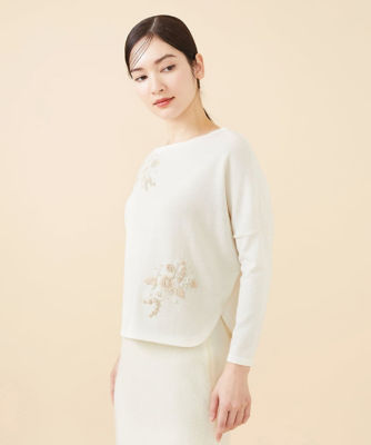 Ｐｕｒｅ】ホワイトフラワー刺繍プルオーバー | ファッション・服