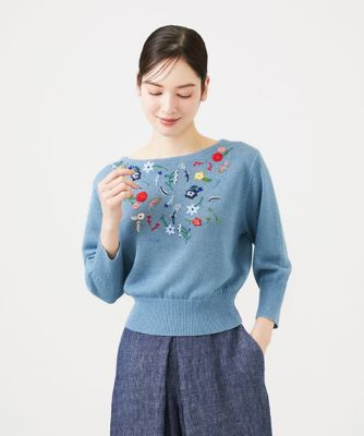 ビーズフラワー刺繍ニット | Sybilla (Women)/シビラ | 三越伊勢丹