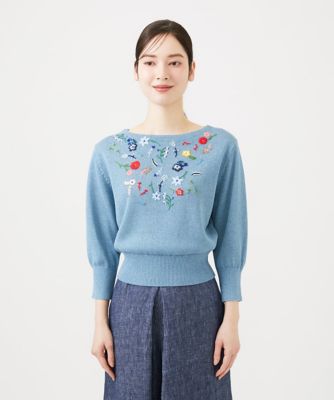 ❣️極美品❣️3点おまとめビーズ刺繍長袖ニット VIS(ビス) / フェザーヤーンリボン刺繍ビーズニット (トップス