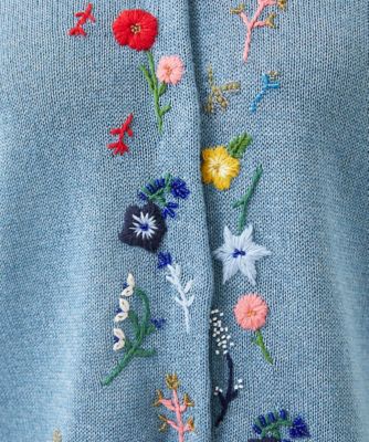シビラ シルク混 花刺繍カーディガン 水色 総刺繍 コンパクト 春羽織り ビーズフラワー刺繍カーディガン | Sybilla (Women)/シビラ | 三越