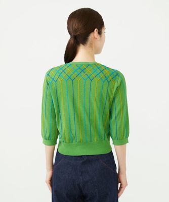 チェック＆ストライプ刺繍カーディガン | Sybilla (Women)/シビラ