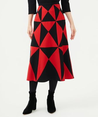 ＜Sybilla (Women)＞ブラック×レッドパッチワークスカート