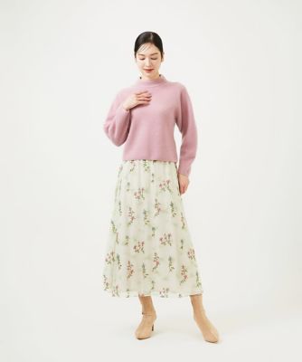 シビラ　Sybilla 花柄刺繍 フレアスカート M ドットフラワー刺繍スカート | Sybilla (Women)/シビラ | 三越伊勢丹
