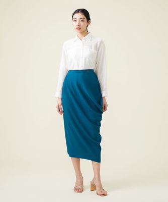 デニットジョーゼットサイドドレープスカート