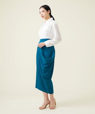 デニットジョーゼットサイドドレープスカート