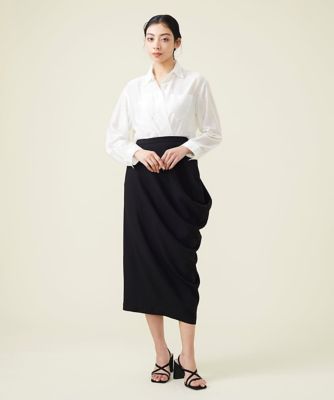 デニットジョーゼットサイドドレープスカート