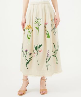 ＜Sybilla (Women)＞先染めリネン刺繍スカート