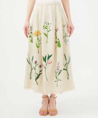 セール】 タウンスケープ刺繍スカート （ロング・マキシ丈