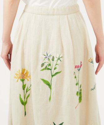 先染めリネン刺繍スカート | Sybilla (Women)/シビラ | 三越伊勢丹