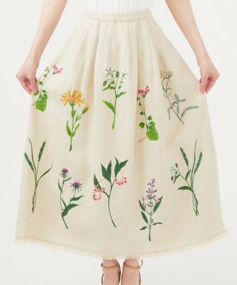 先染めリネン刺繍スカート | Sybilla (Women)/シビラ | 三越