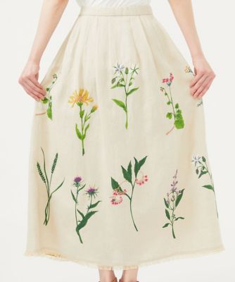 シビラ Sybilla 花柄総刺繍スカート⭐︎お揃いバッグ フラワーテープ刺繍オーガンジースカート(ミモレ丈スカート