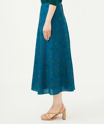 【美品】sybilla サンセットプリント刺繍ウールスカート シビラ Sybilla サンセットプリント刺繍ウールスカート （ピンク