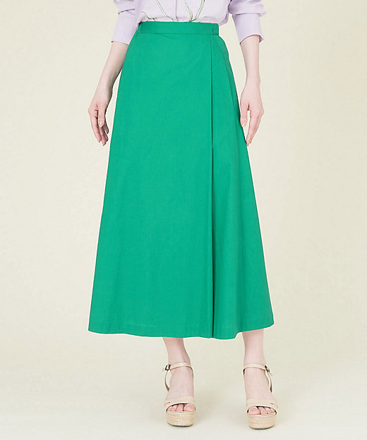 ＜三越伊勢丹/公式＞【SALE】ラップ風デザインフレアスカート グリーン35 ロングスカート