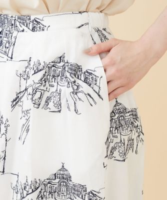 タウンスケープ刺繍スカート