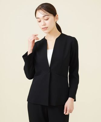 ラウンドネックノーカラージャケット