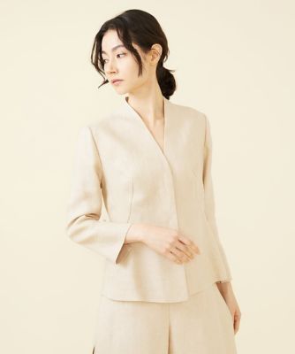 シークレットリリー刺繍リネンジャケット