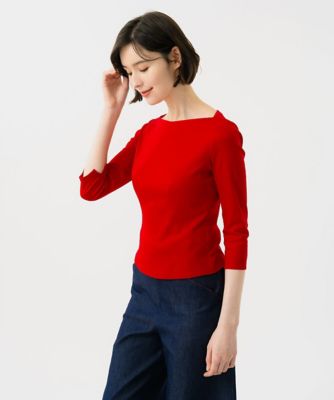 未使用品タグ付き☆JENNE　ボートネック　カットソー　美シルエット　赤　S ボートネックカットソー | Sybilla (Women)/シビラ | 三越伊勢丹