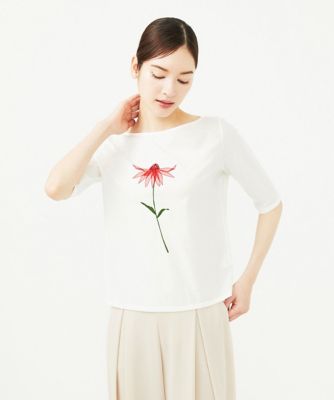 Sybilla シビラ (M) 日本製 コットン 総柄 刺繍 島 Tシャツ Sybilla シビラ (M) 日本製 コットン 総柄 刺繍 島 Tシャツ