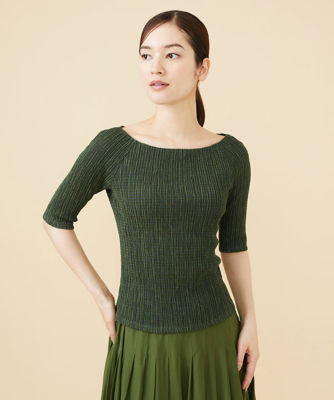 ＜Sybilla (Women)＞シャーリングボートネックカットソー