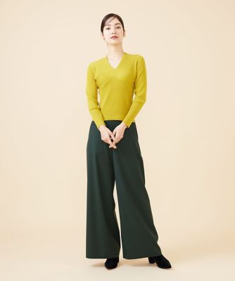 ツイルギャバジンストレッチワイドパンツ