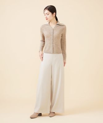 ツイルギャバジンストレッチワイドパンツ