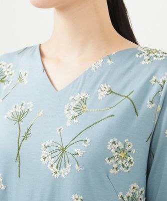 ボタニカル刺繍ジャージードレス レディース