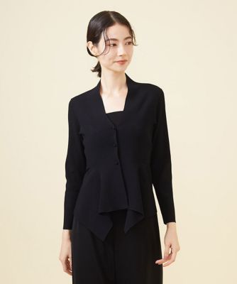 イレギュラーヘムボタン付きカーディガン