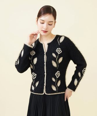 新品タグつき✨Sybilla シビラ　カーディガン　黒　M ボタニカルインターシャカーディガン | Sybilla (Women)/シビラ