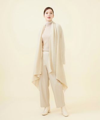 シビラ Sybilla フェレット100% ロングケープマントカーデ オフカラーアメリカンスリーブドレス （ロング・マキシ丈