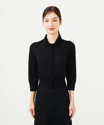Sybilla シビラ カーディガン 長袖  透け感あり ブラック M 切り替えリブボレロカーディガン(カーディガン) | Sybilla(シビラ