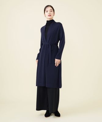 美品 sybilla シビラ ロングカーディガン カーディガン 紺 ウール ベルト付きウールロングカーディガン | Sybilla (Women)/シビラ