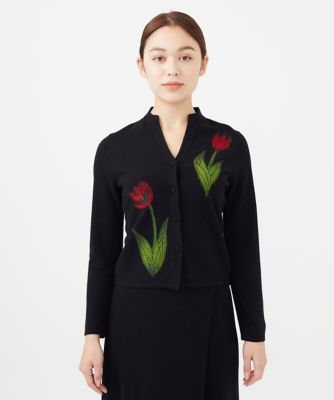 ニードル刺繍フラワーカーディガン