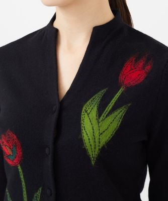 ニードル刺繍フラワーカーディガン