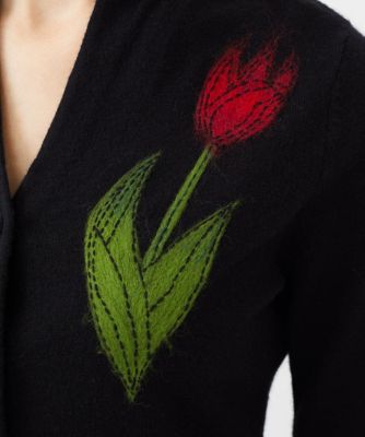 ニードル刺繍フラワーカーディガン