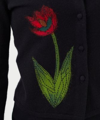 ニードル刺繍フラワーカーディガン
