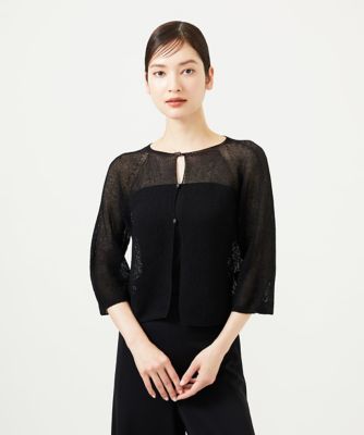 ペーパーヤーンショートカーディガン