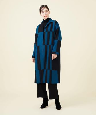 ｂｌｕｅ＆ｂｌａｃｋ】バイカラーパッチワークコート | ファッション