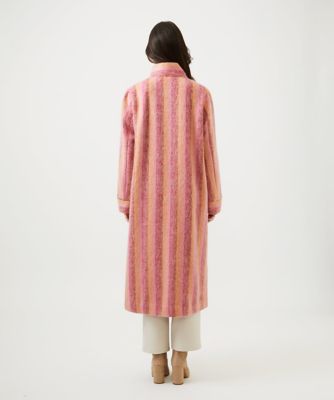 【上質】 日本製 ポールスチュアート モヘア混 ノーカラーコート 11 ピンク♪ 快適ファッション - 【上質】 日本製 ポールスチュアート モヘア混