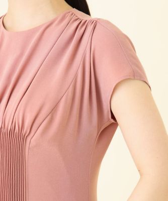 ピンタックフレンチスリーブドレス