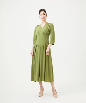 10/23終◆極美品✨Sybillaシワ加工 マントデザイン ストレッチ　ドレス タッキングデザインドレス（7分袖） | Sybilla (Women)/シビラ | 三越
