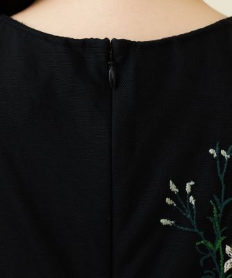 フラワー刺繍チュールノースリーブドレス