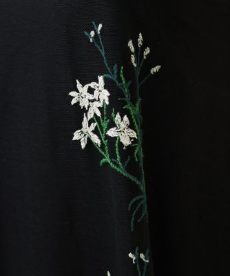 フラワー刺繍チュールノースリーブドレス