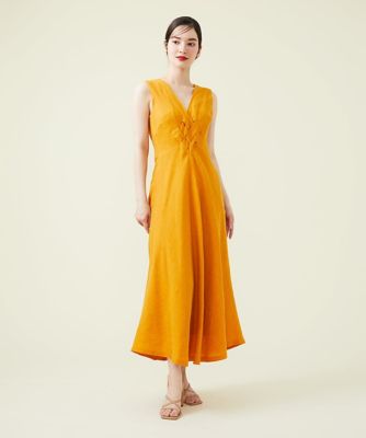 ＜Sybilla (Women)＞【ＳＹＢＩＬＬＡ　ＤＲＥＳＳ】イントレチャートリネンドレス