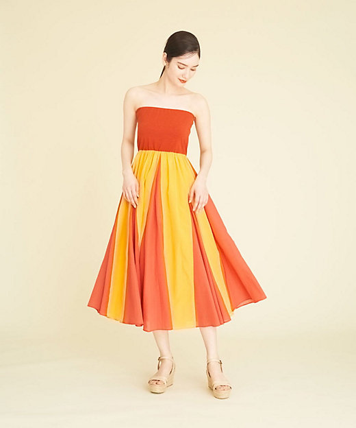 ＜三越伊勢丹/公式＞【SALE】配色切り替えベアスカート オレンジ15 ロングスカート