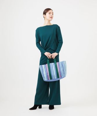 リボンストライプトートバッグ