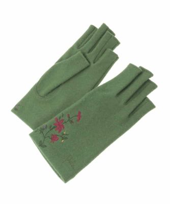 日本製】フィンガーレスフラワー刺繍グローブ | Sybilla (Women